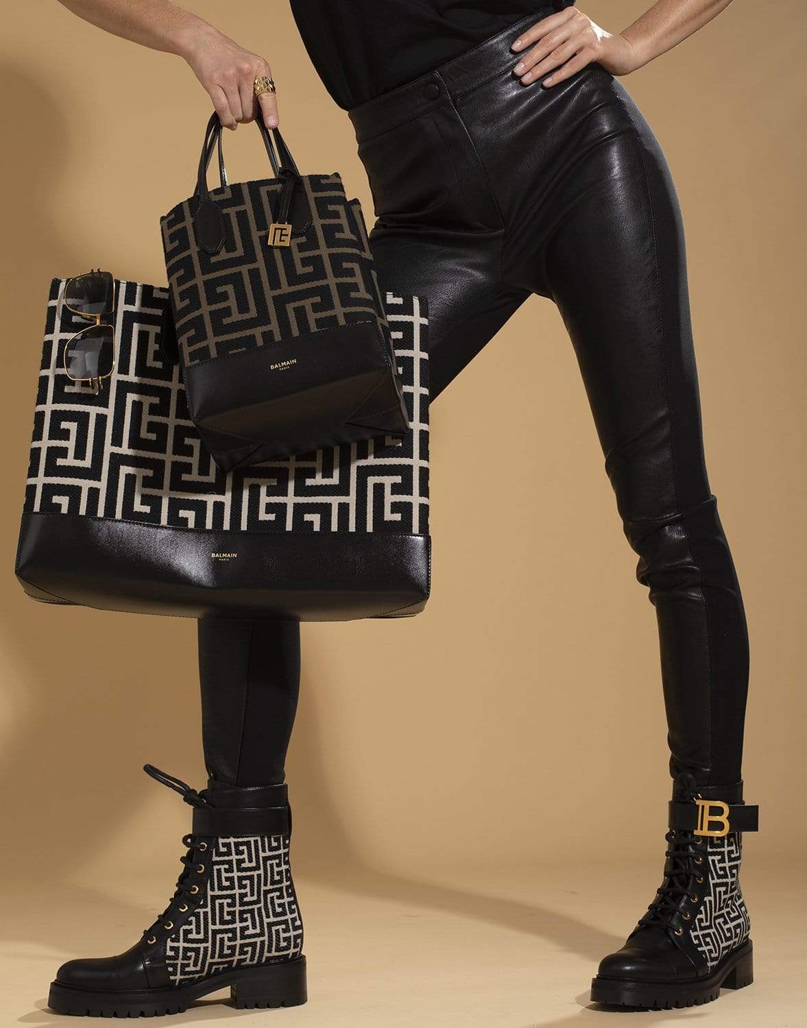 BALMAIN-Monogram Shopping Bag M-Maxi-IVOIRE