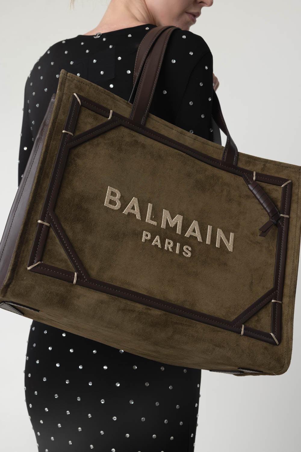 BALMAIN-B-Army Medium Tote Bag - Khaki Chocolate-KHAKI CHOCOLATE CREAM