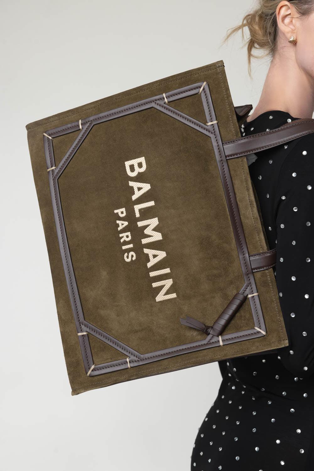 BALMAIN-B-Army Medium Tote Bag - Khaki Chocolate-KHAKI CHOCOLATE CREAM