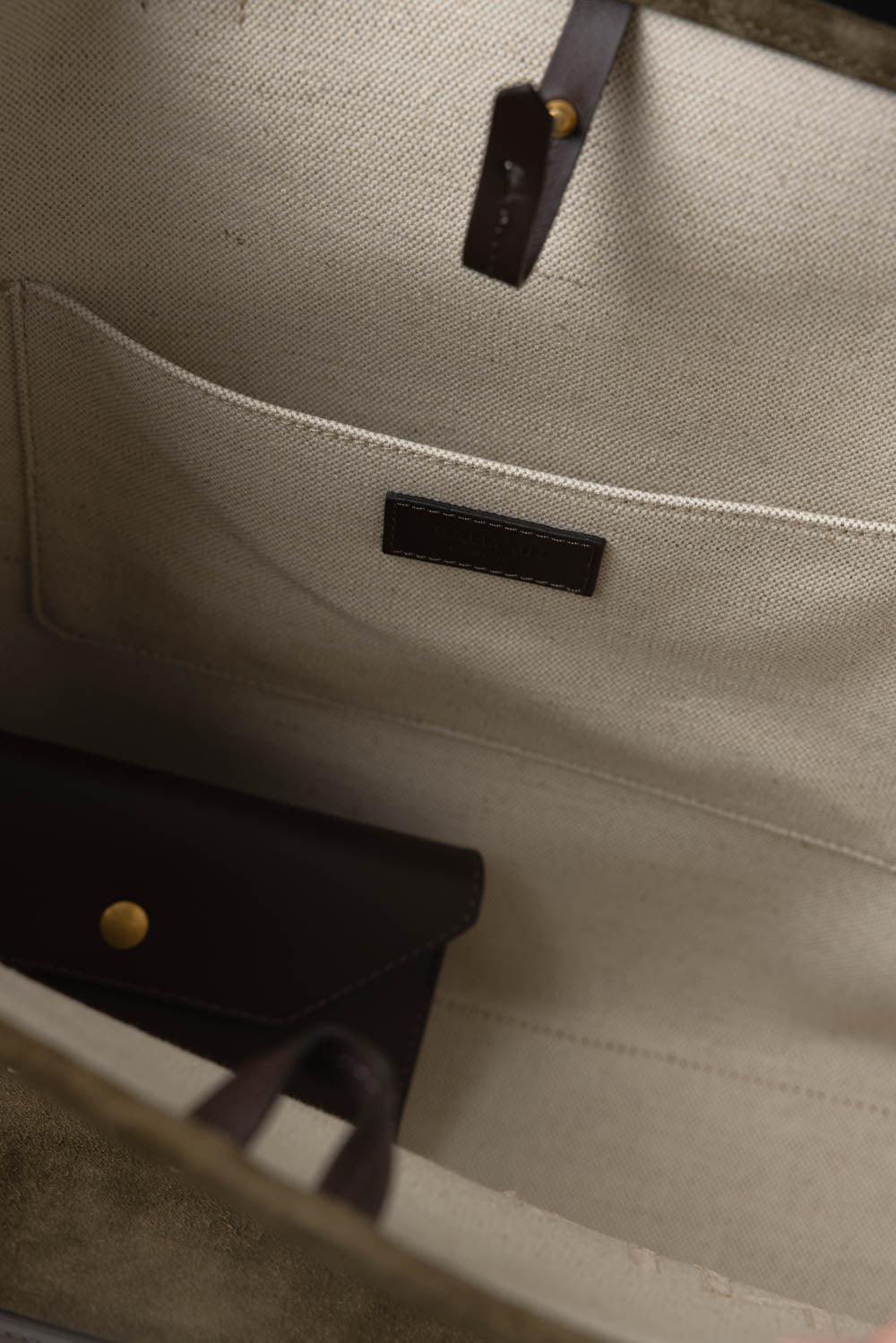 BALMAIN-B-Army Medium Tote Bag - Khaki Chocolate-KHAKI CHOCOLATE CREAM