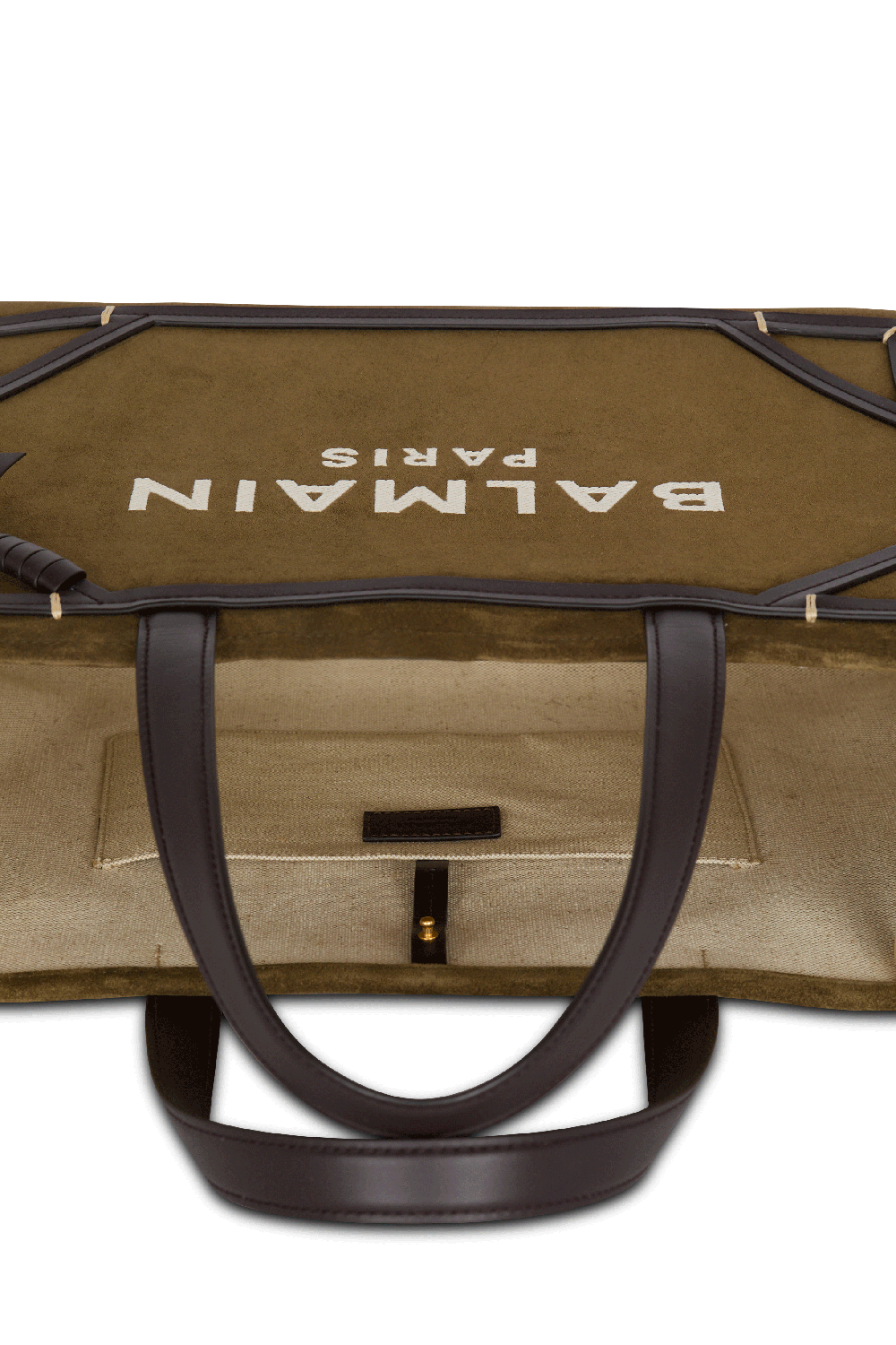 BALMAIN-B-Army Medium Tote Bag - Khaki Chocolate-KHAKI CHOCOLATE CREAM
