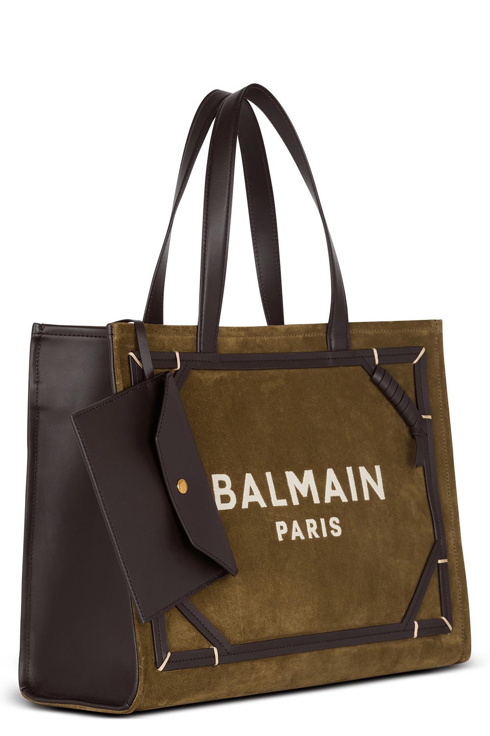 BALMAIN-B-Army Medium Tote Bag - Khaki Chocolate-KHAKI CHOCOLATE CREAM