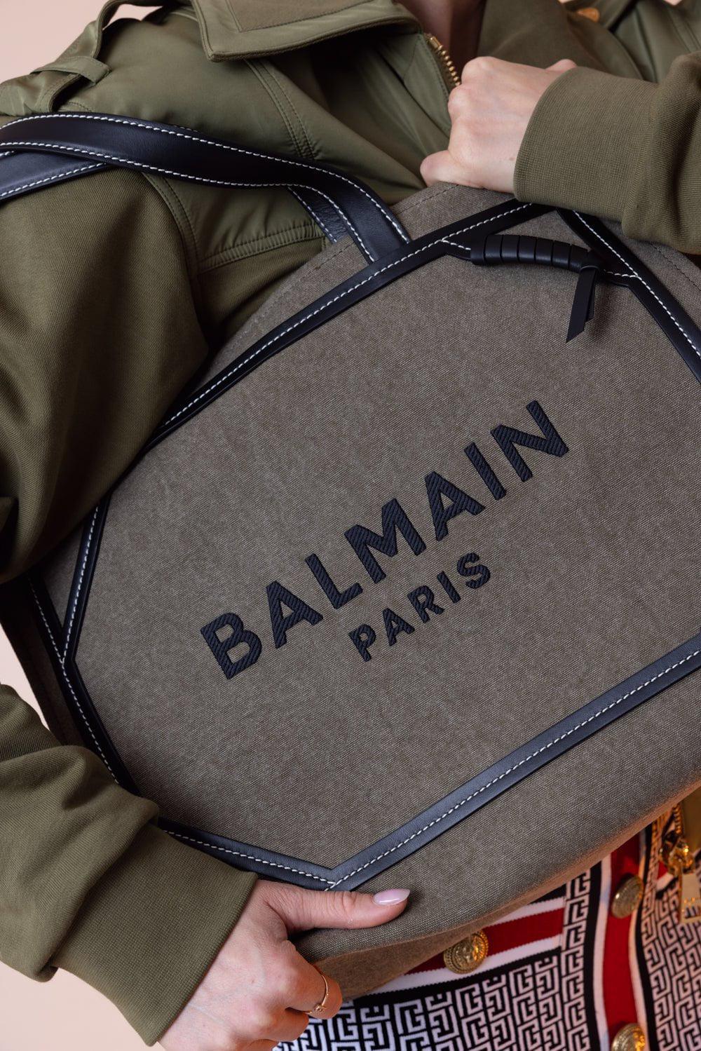 BALMAIN-B-Army Shopper Medium Tote Bag-KHAKI NOIR