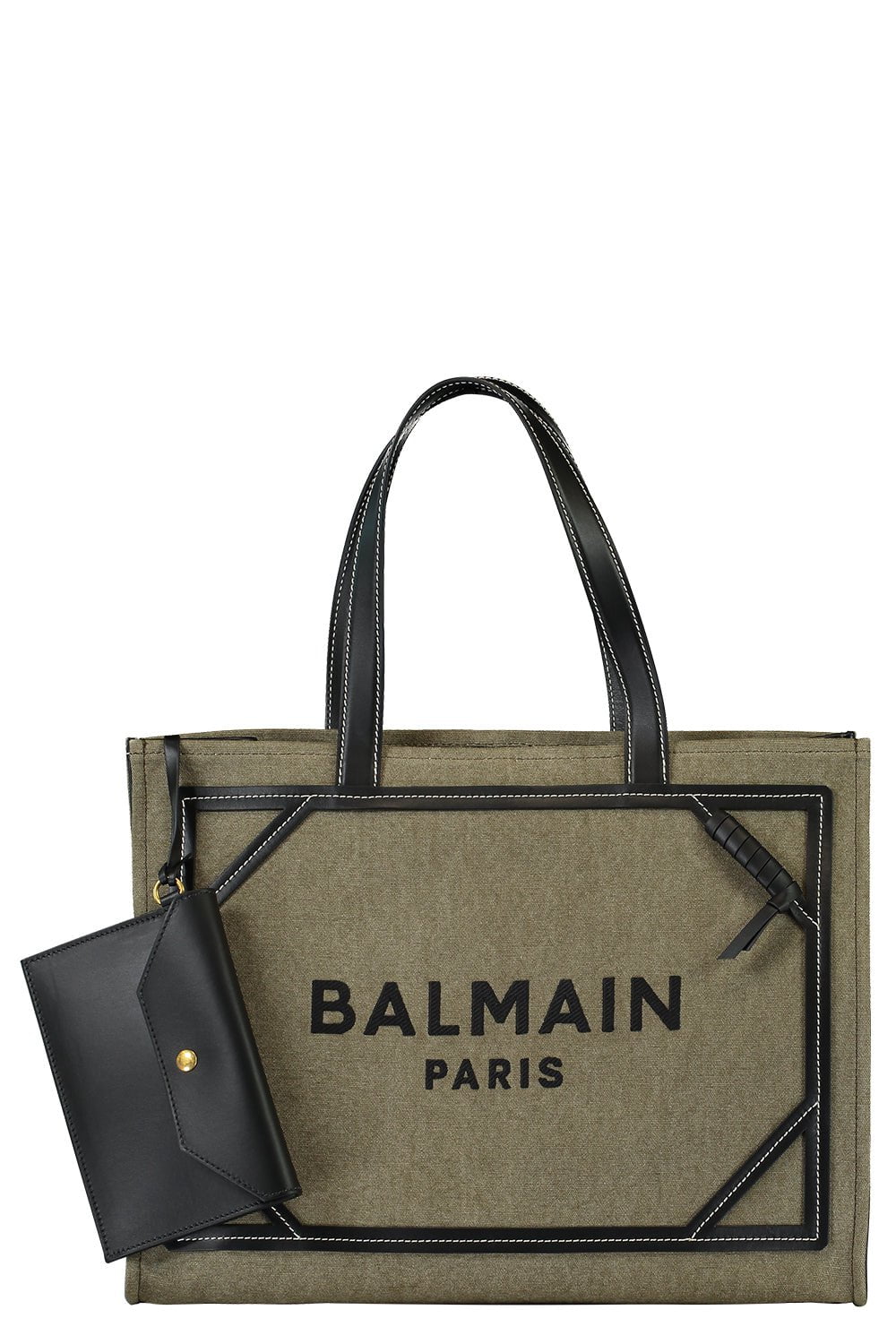 BALMAIN-B-Army Shopper Medium Tote Bag-KHAKI NOIR