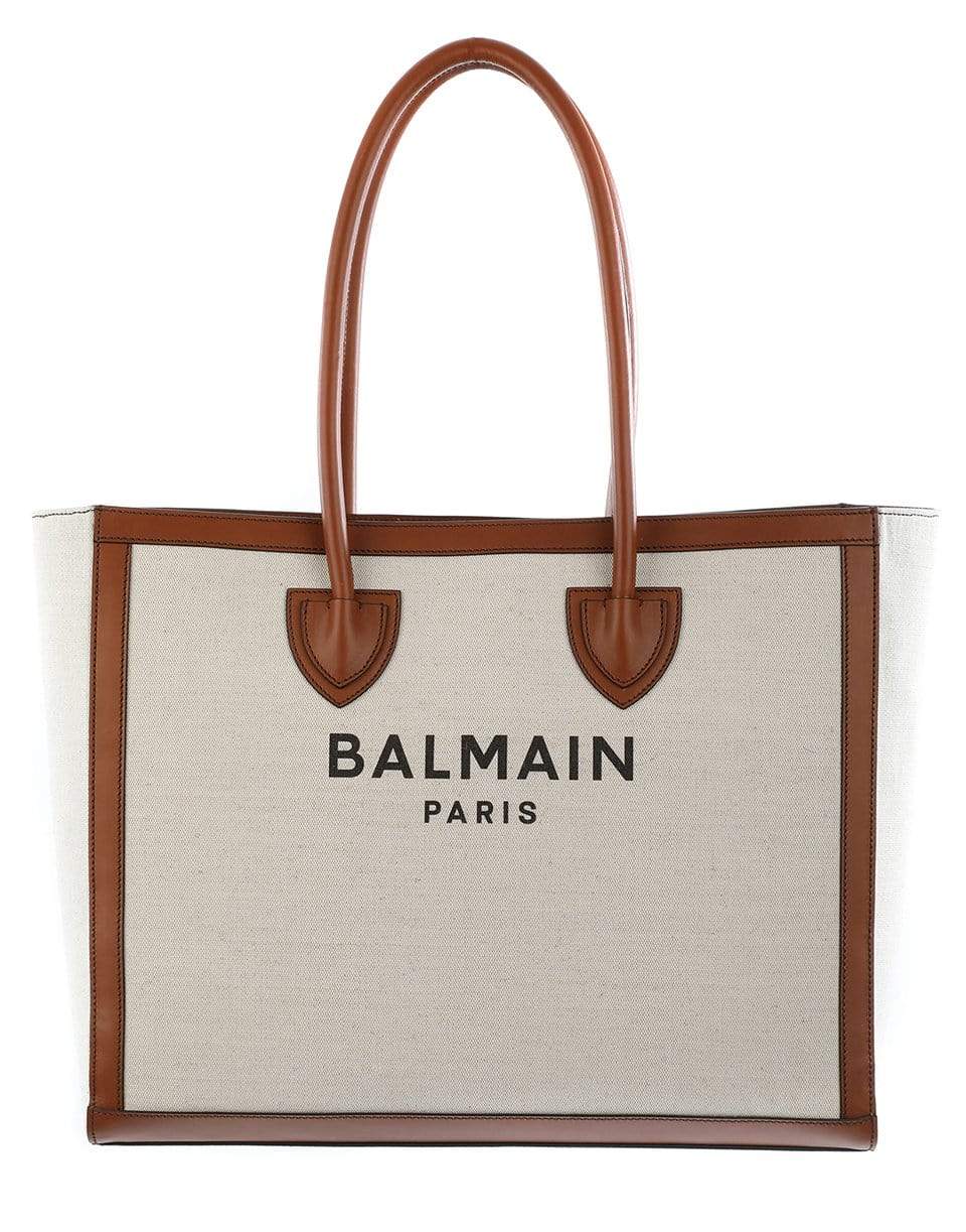 BALMAIN-B-Army Logo Tote Bag-NATURAL