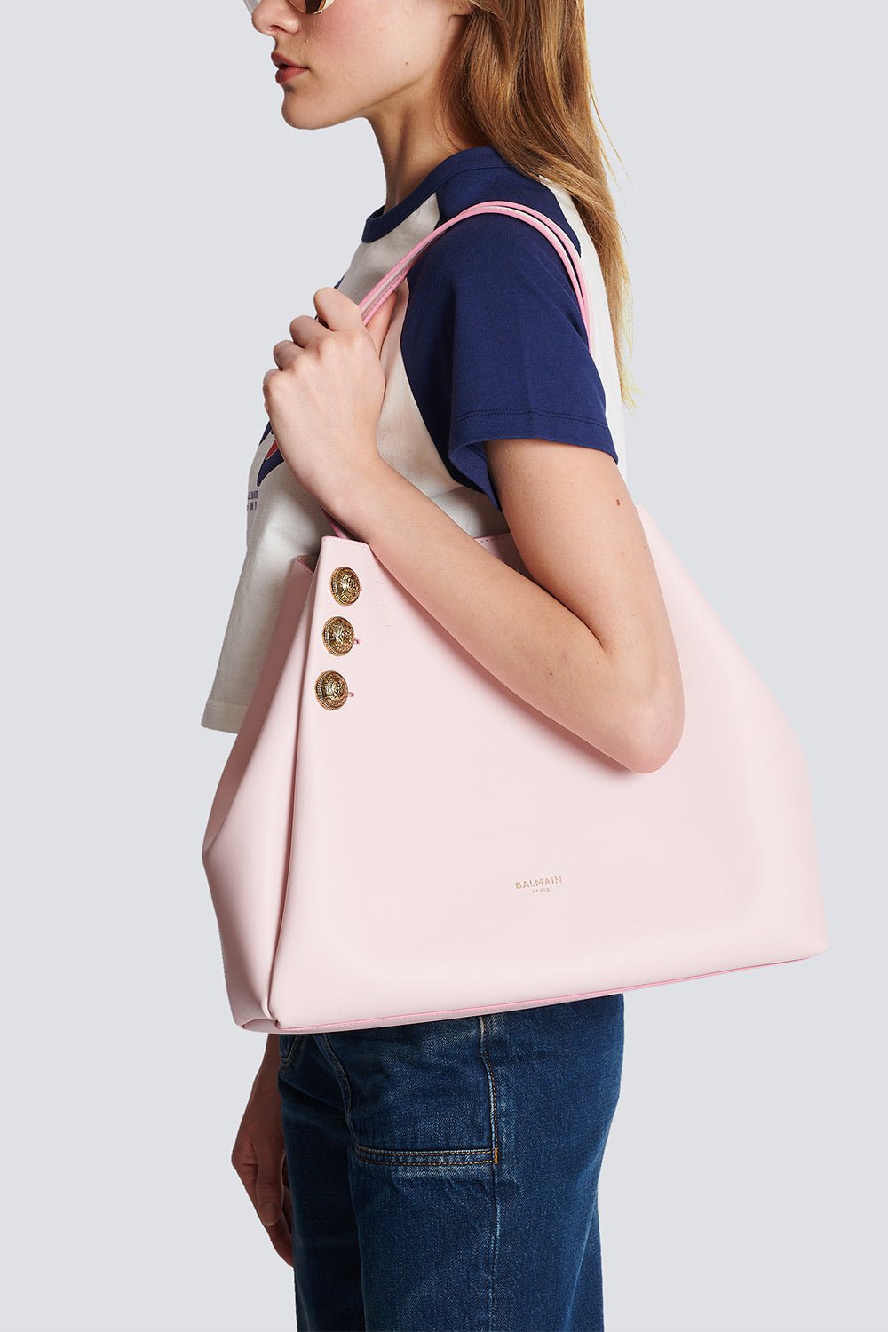BALMAIN-Embleme Tote Bag - Rose Pale-RSE PALE