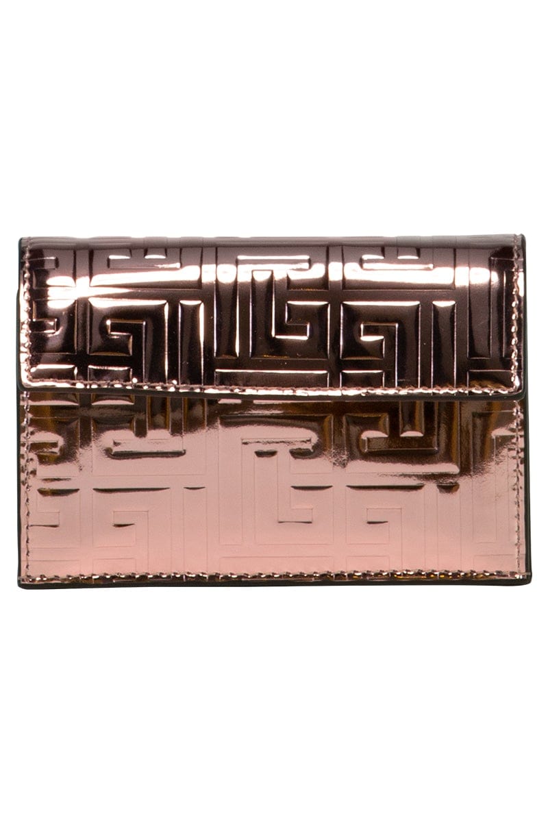 BALMAIN-Debossed Monogram Coin Pouch-PINK