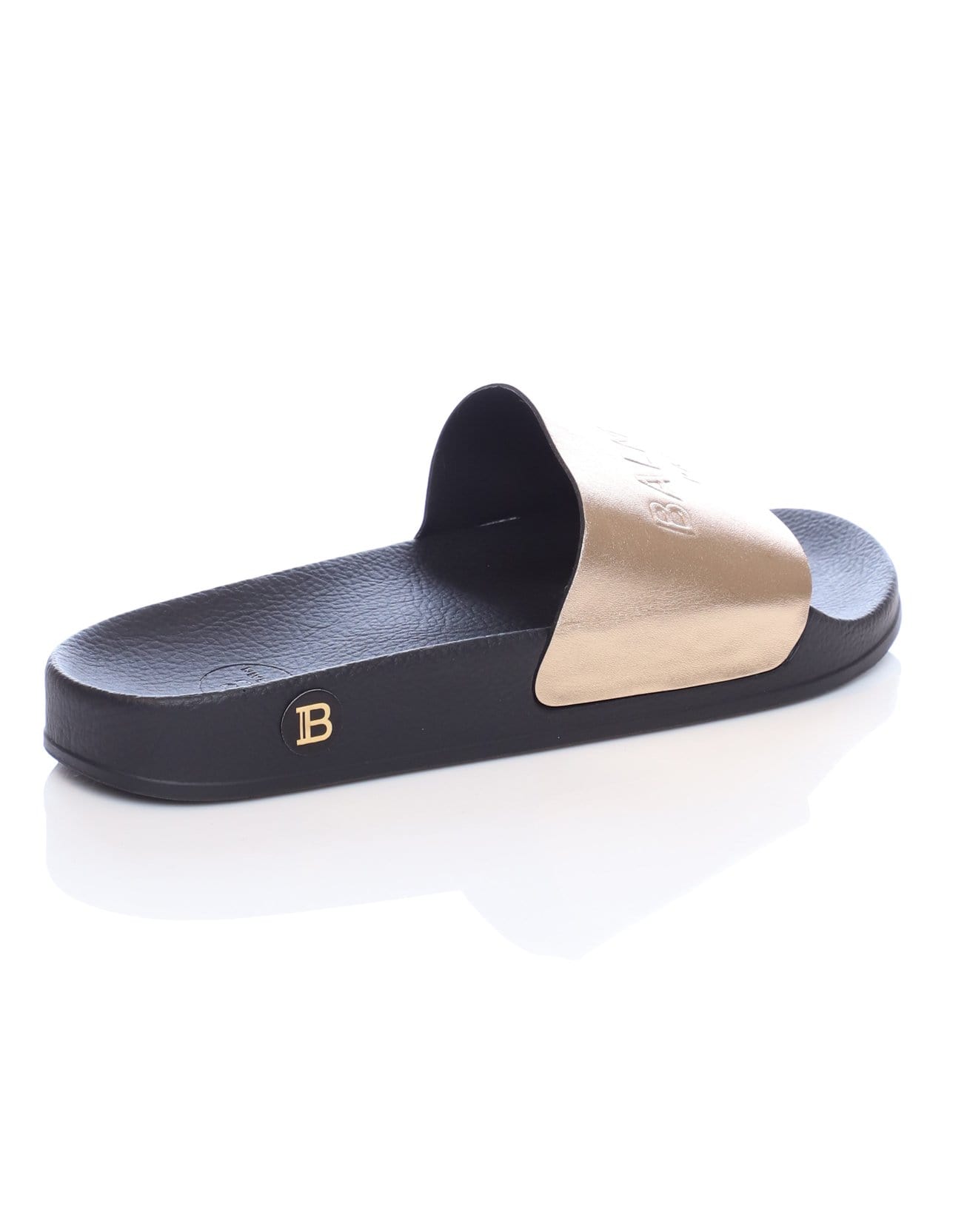 BALMAIN-Golden Leather Calypso Flat Sandals-