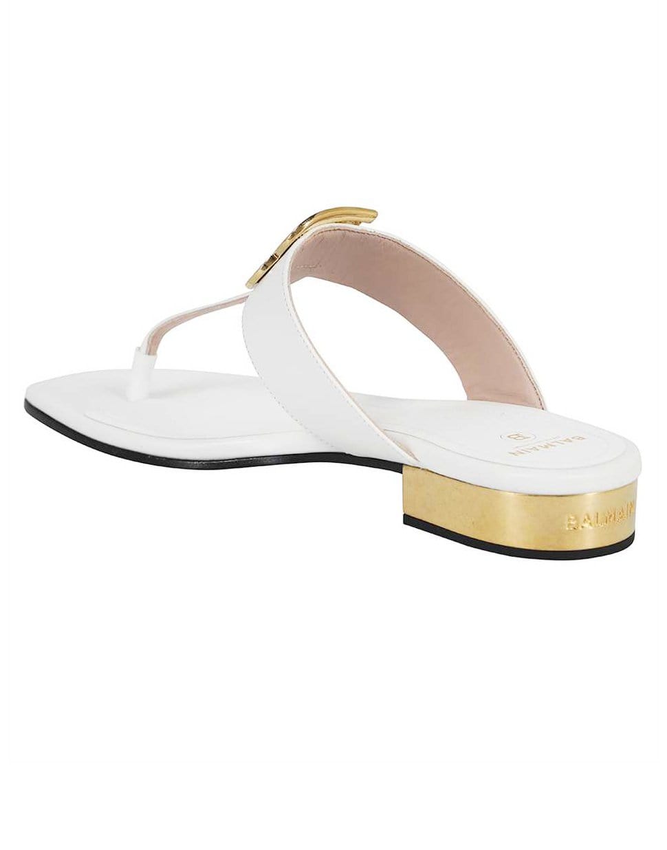 BALMAIN-Ivory Flat Sofia Sandal-