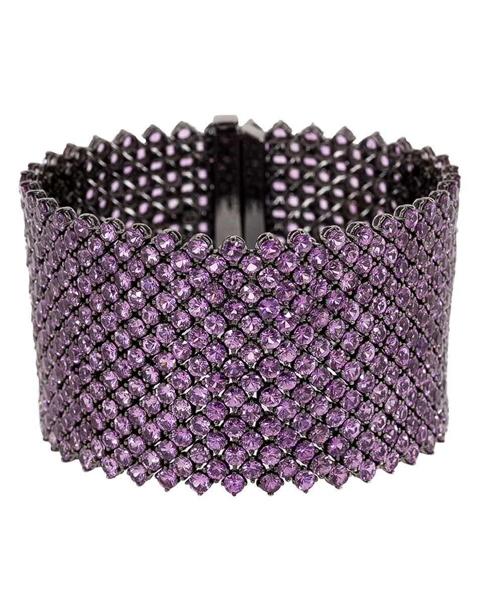 BAYCO-Pink Sapphire Wide Bracelet-BLACK GOLD