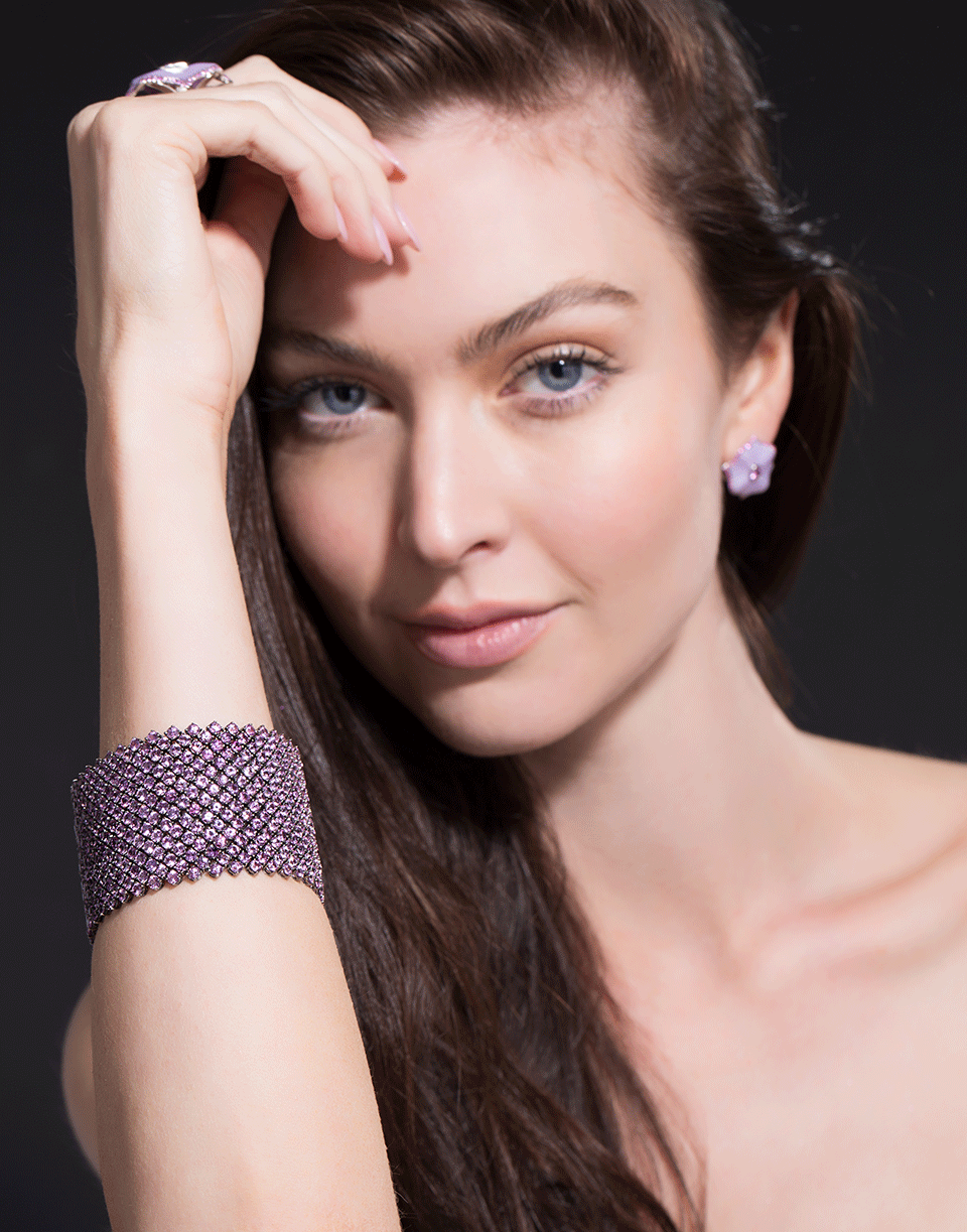 BAYCO-Pink Sapphire Wide Bracelet-BLACK GOLD