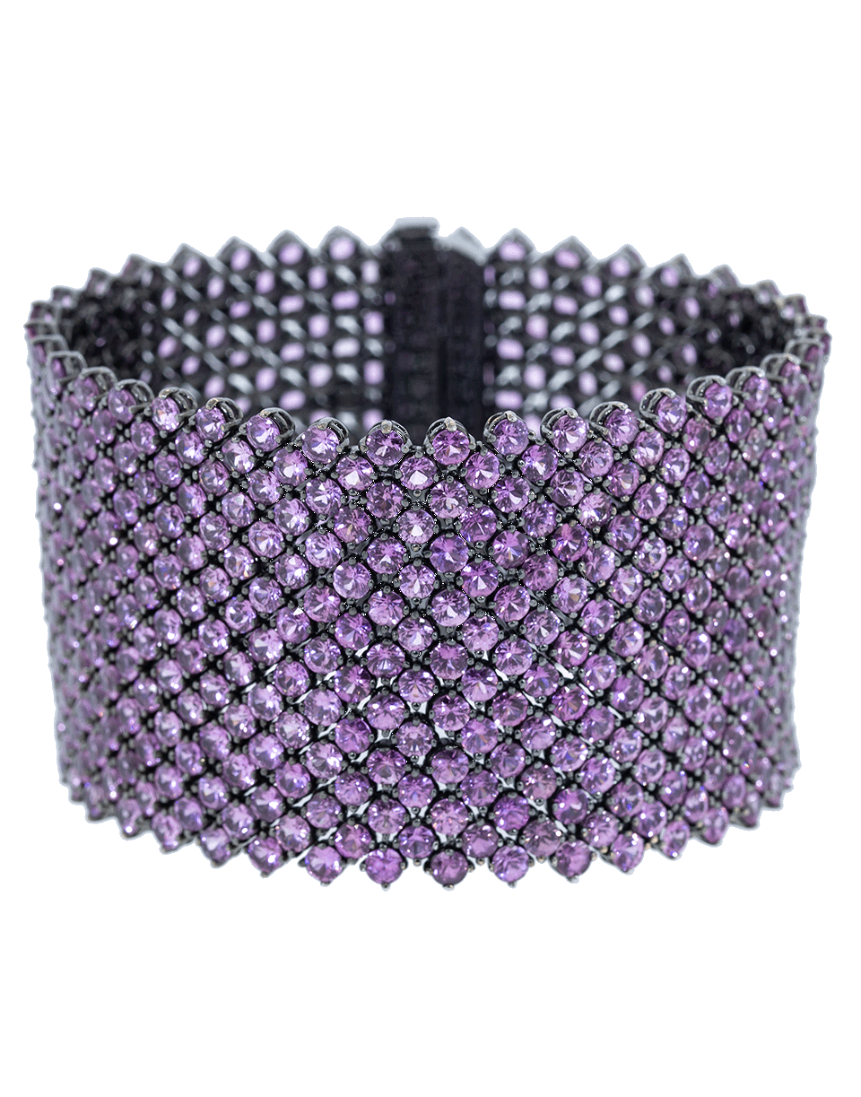 BAYCO-Pink Sapphire Wide Bracelet-BLACK GOLD