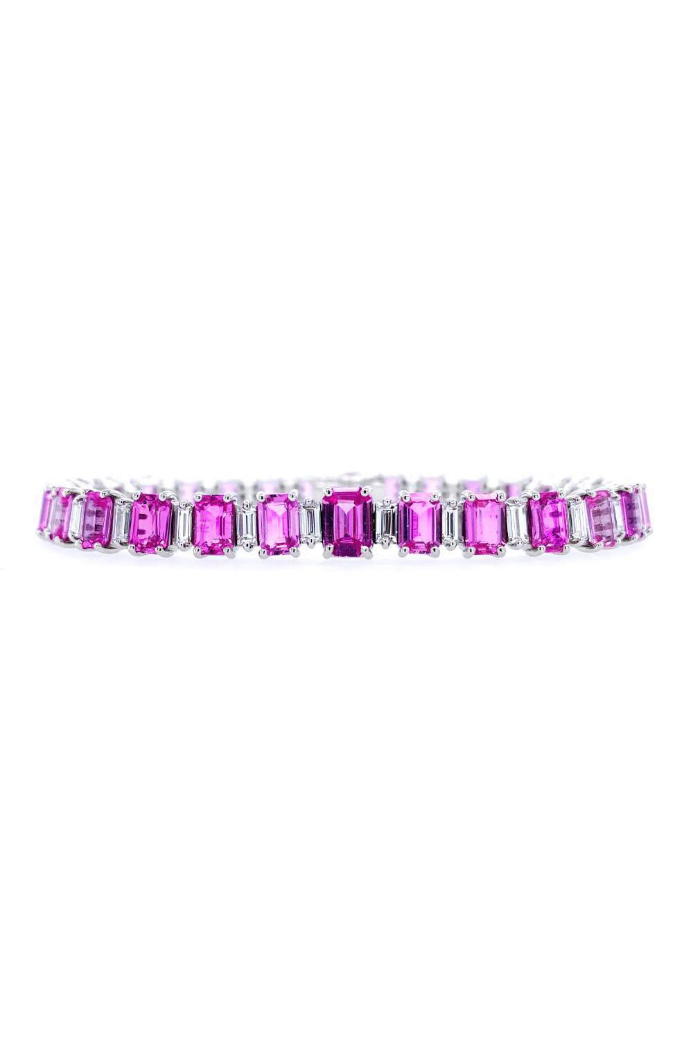 BAYCO-Pink Sapphire Diamond Bracelet-PLATINUM