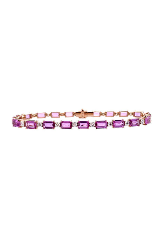 Pink Sapphire Diamond Bracelet-ROSE GOLD-JEWELRYFINE JEWELBRACELET O-BAYCO