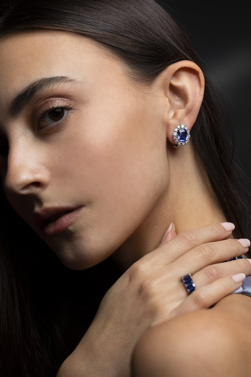 BAYCO-Cushion Ceylon Sapphire Earrings-PLAT