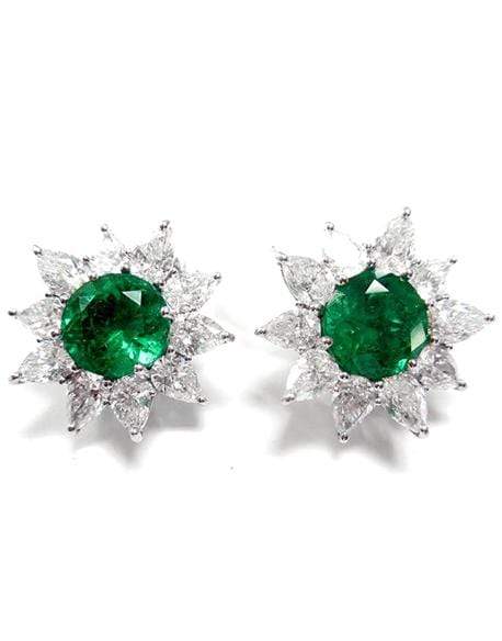 BAYCO-Emerald and Diamond Earrings-PLAT