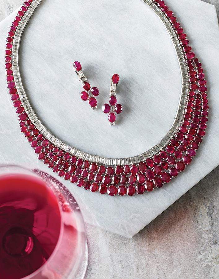 BAYCO-Burmese Ruby and Diamond Earrings-PLATINUM