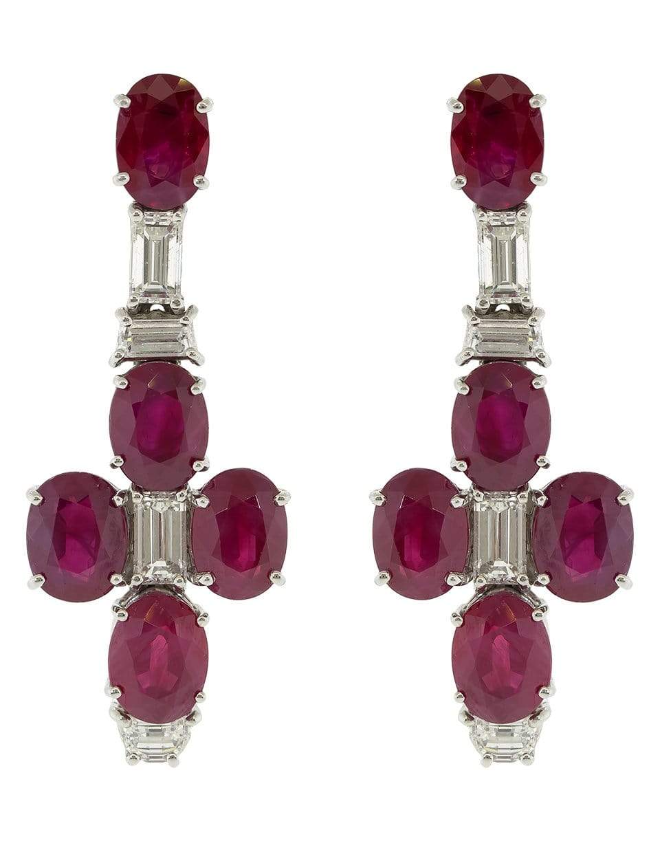 BAYCO-Burmese Ruby and Diamond Earrings-PLATINUM