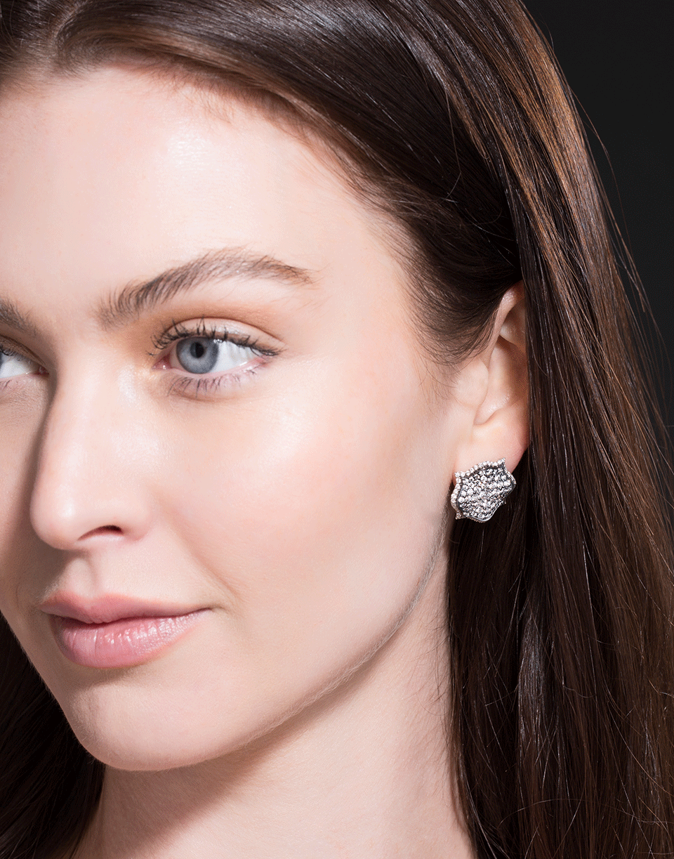 BAYCO-Diamond Lotus Earrings-PLATINUM