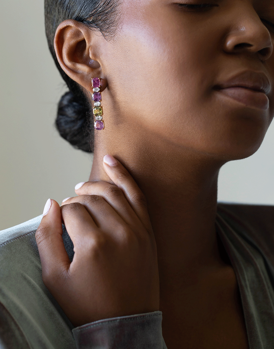 BAYCO-Natural Multi-Sapphire Diamond Earrings-PLATINUM