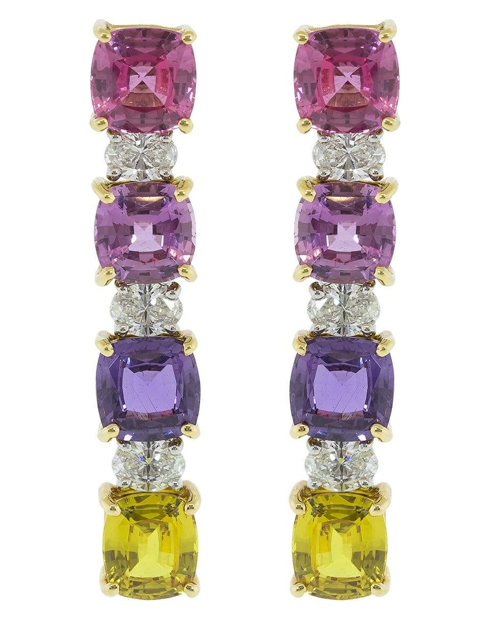BAYCO-Natural Multi-Sapphire Diamond Earrings-PLATINUM