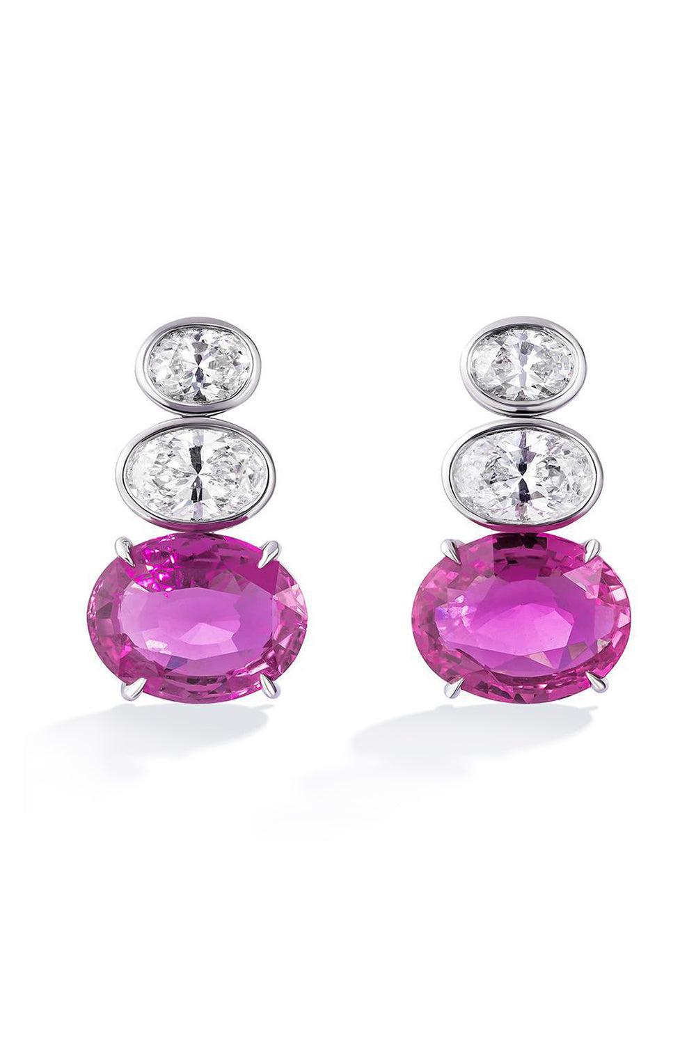 Pink Sapphire Drop Earrings-PLATINUM-JEWELRYFINE JEWELEARRING-BAYCO