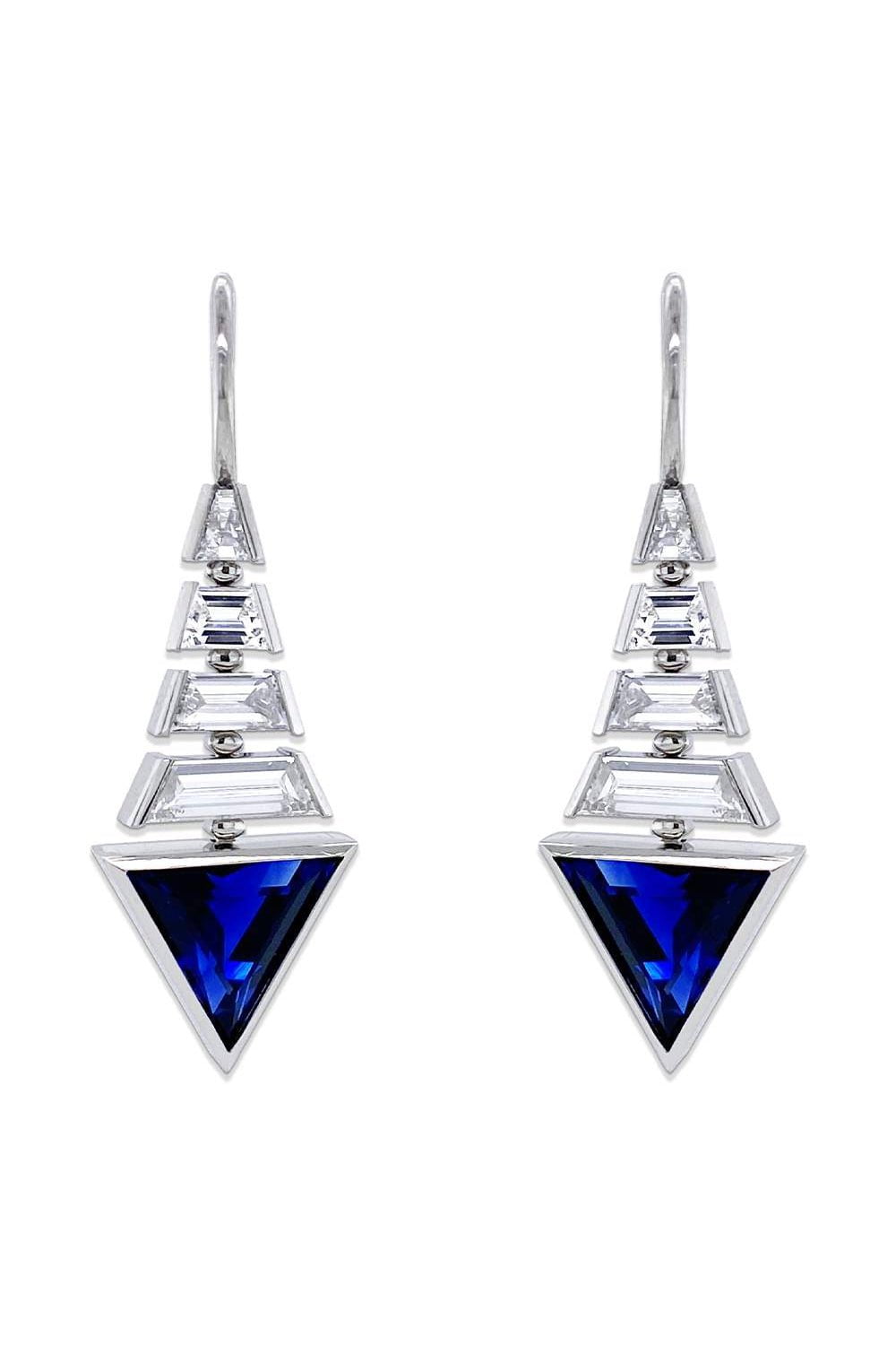BAYCO-Sapphire Diamond Earrings-PLATINUM