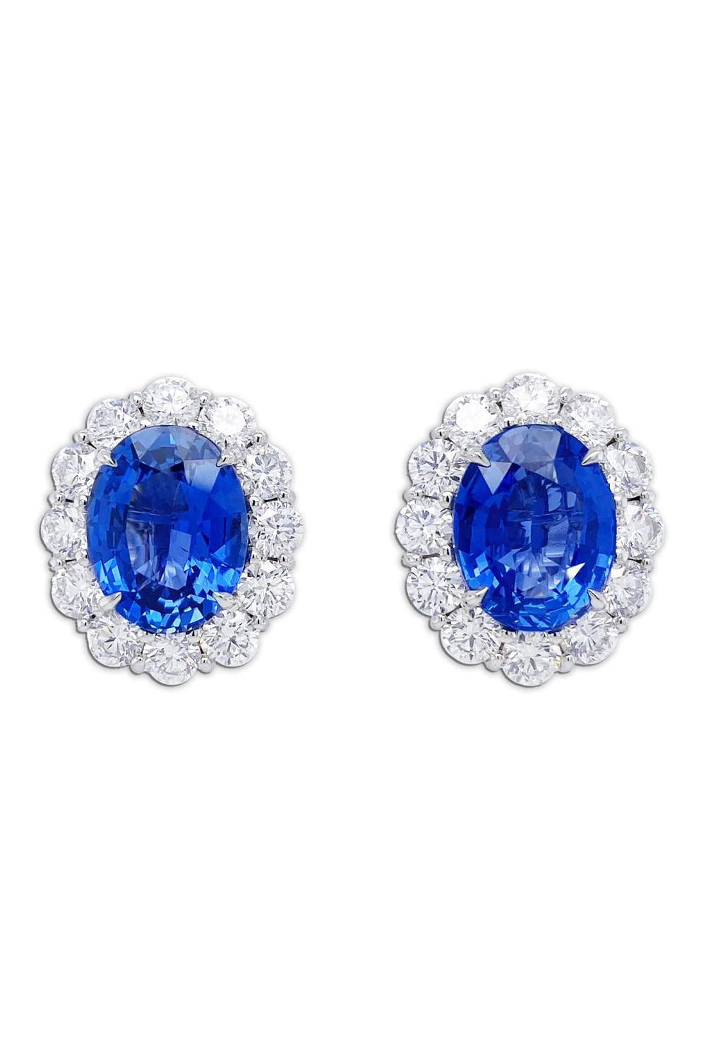 BAYCO-Sapphire Diamond Earrings-PLATINUM