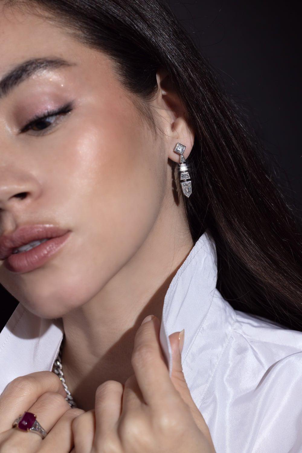 BAYCO-Shield Diamond Earrings-PLATINUM
