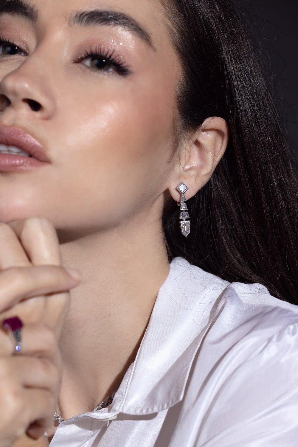 BAYCO-Shield Diamond Earrings-PLATINUM