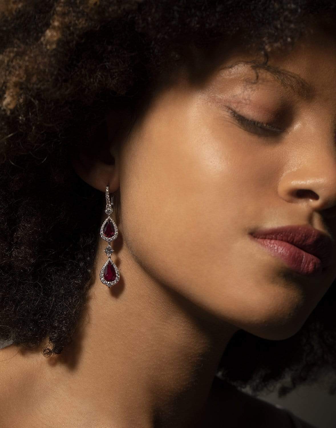 BAYCO-Unheated Mozambique Ruby Earrings-PLATINUM