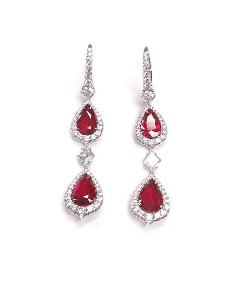 BAYCO-Unheated Mozambique Ruby Earrings-PLATINUM