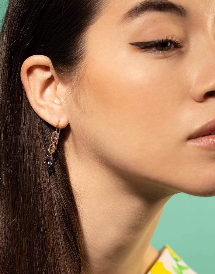 BAYCO-Briolette Natural Sapphire Earrings-ROSE GOLD