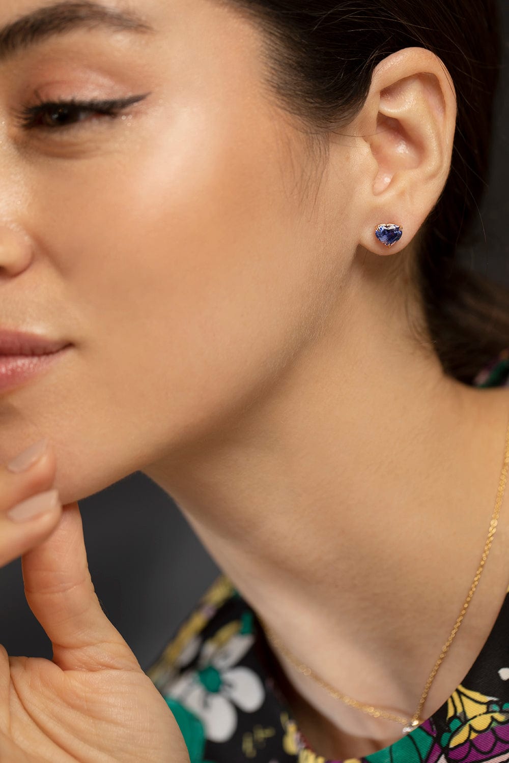 BAYCO-Heart Shape Purple Sapphire Studs-ROSE GOLD