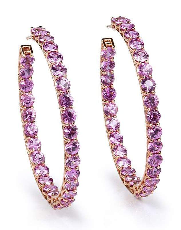 BAYCO-Medium Pink Sapphire Hoops-ROSE GOLD