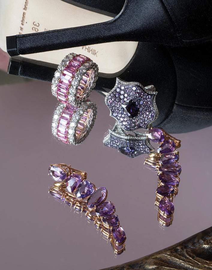 BAYCO-Natural Purple Sapphire Earrings-ROSE GOLD