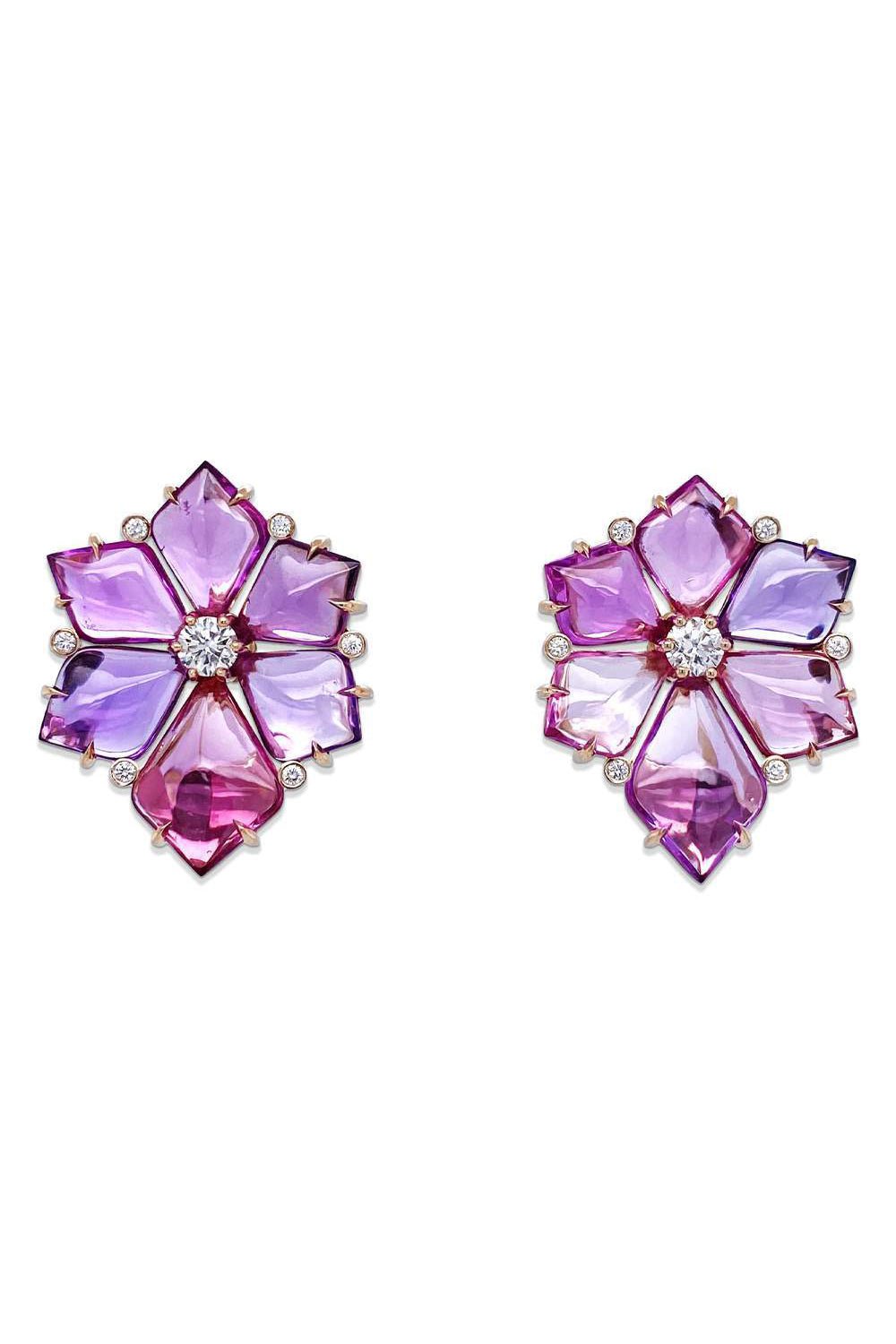 BAYCO-Purple Sapphire Diamond Earrings-ROSE GOLD