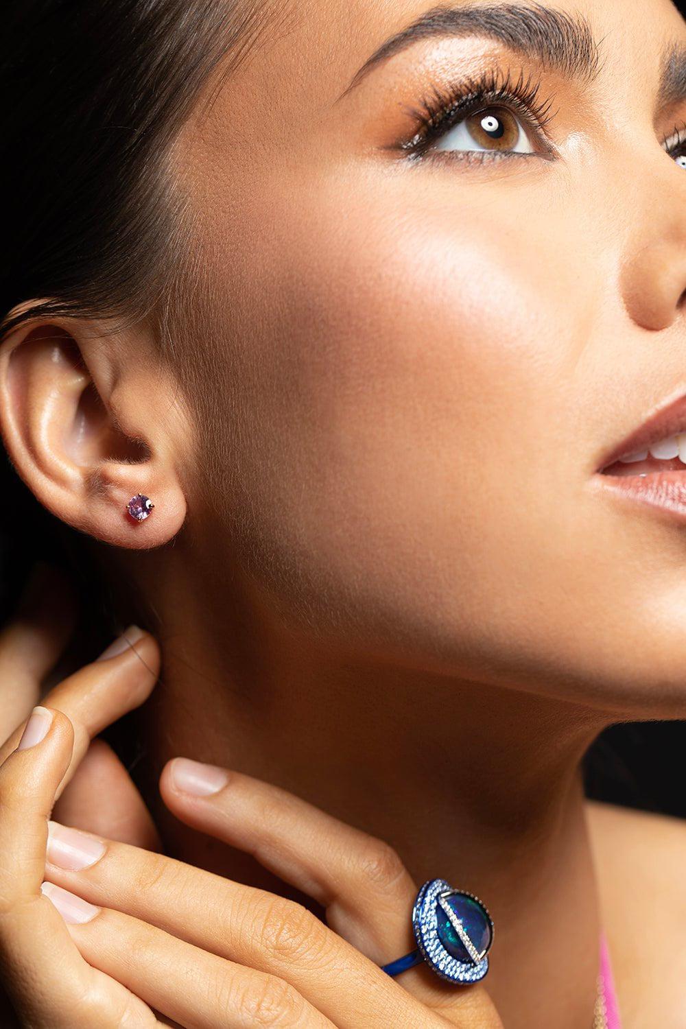 BAYCO-Round Pink Sapphire Studs-ROSE GOLD