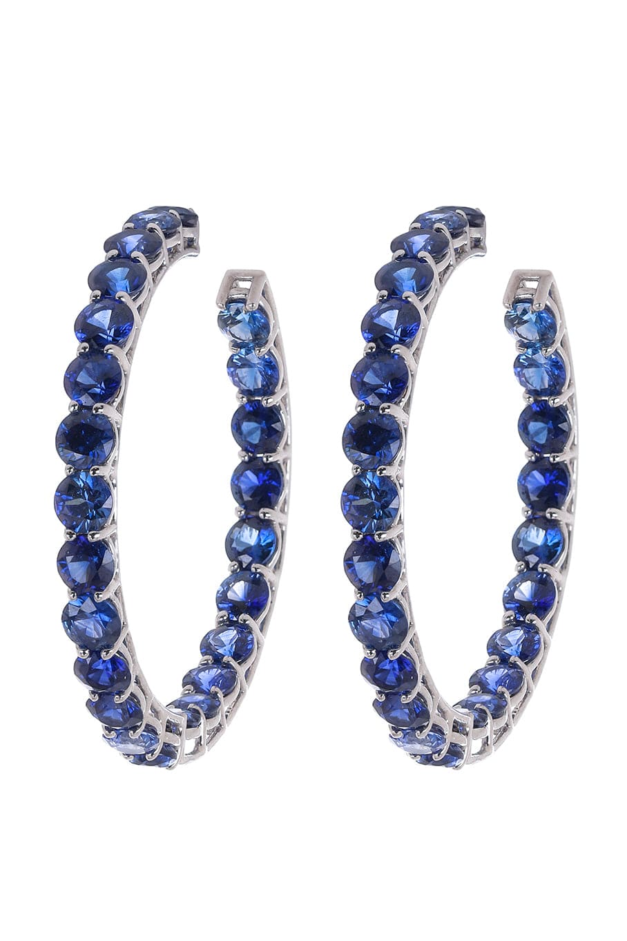 BAYCO-Medium Sapphire Hoops-WHITE GOLD
