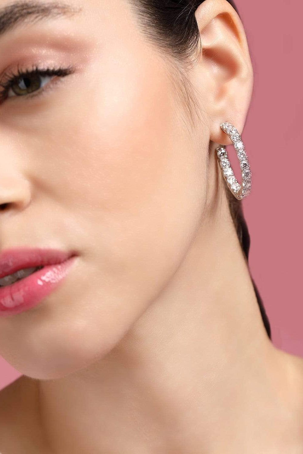 BAYCO-Small Diamond Hoops-WHITE GOLD