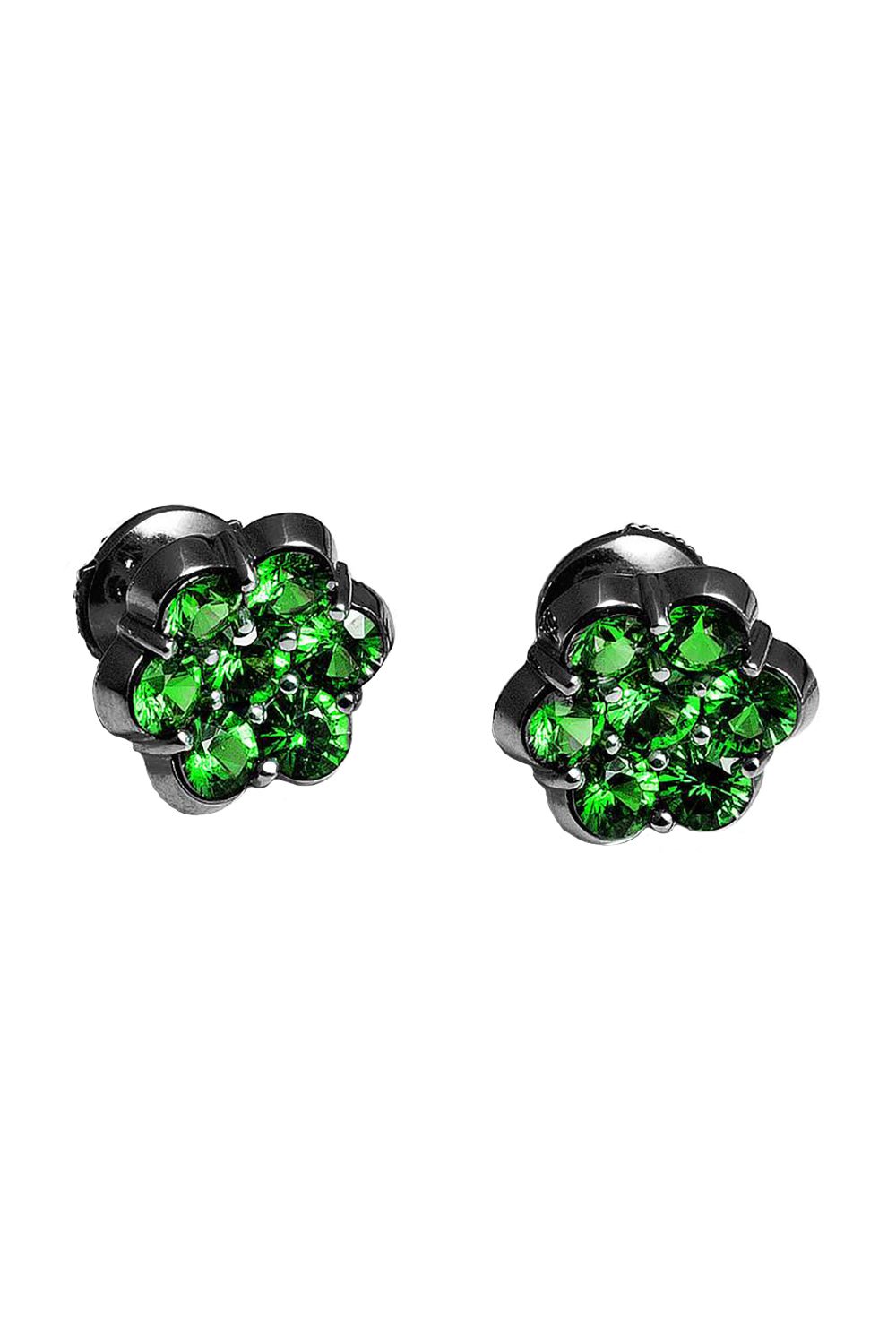 BAYCO-Tsavorite Flower Earrings-WHITE GOLD