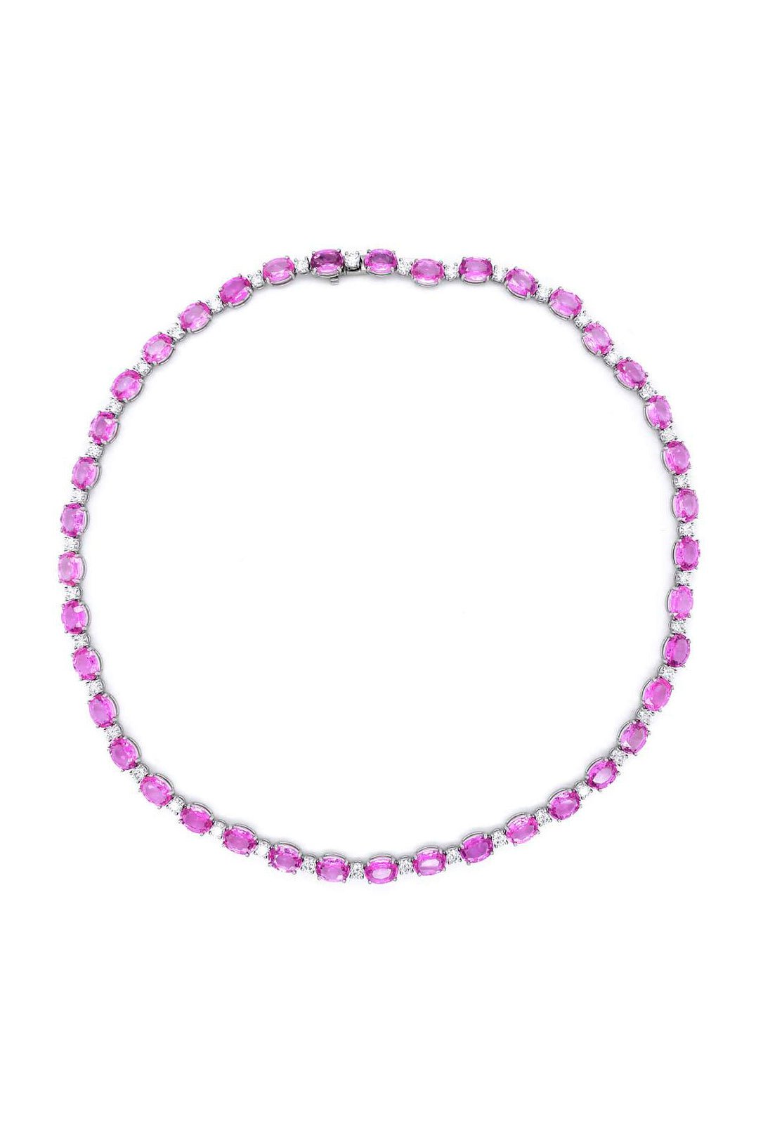 BAYCO-Pink Sapphire Diamond Necklace-PLATINUM