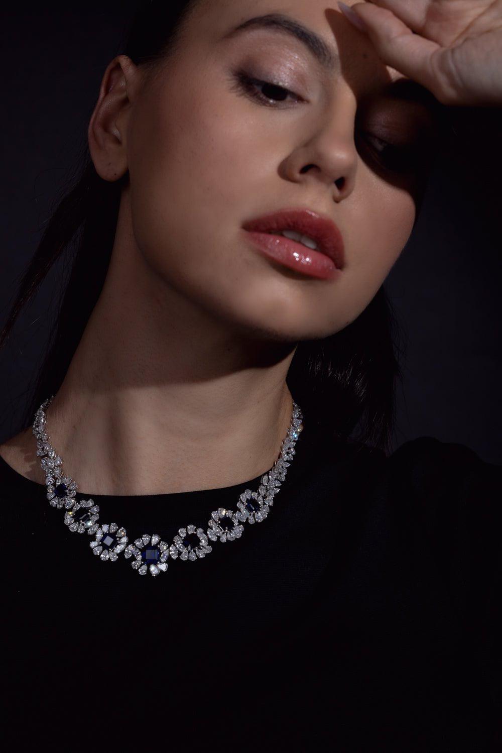 BAYCO-Sapphire Diamond Necklace-PLATINUM