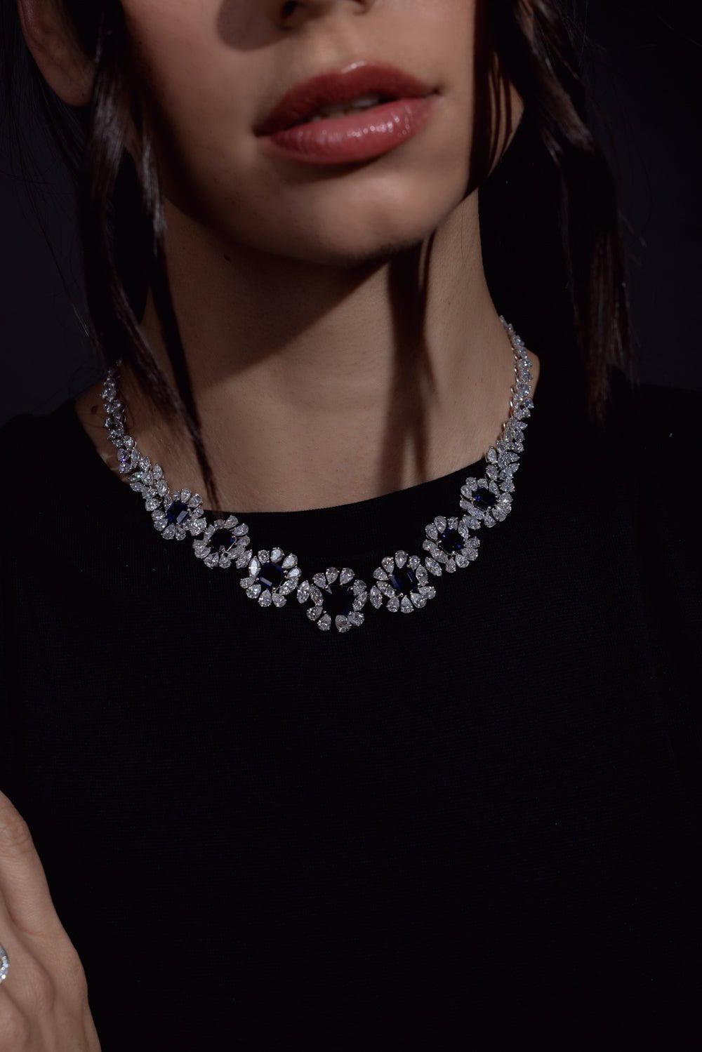 BAYCO-Sapphire Diamond Necklace-PLATINUM