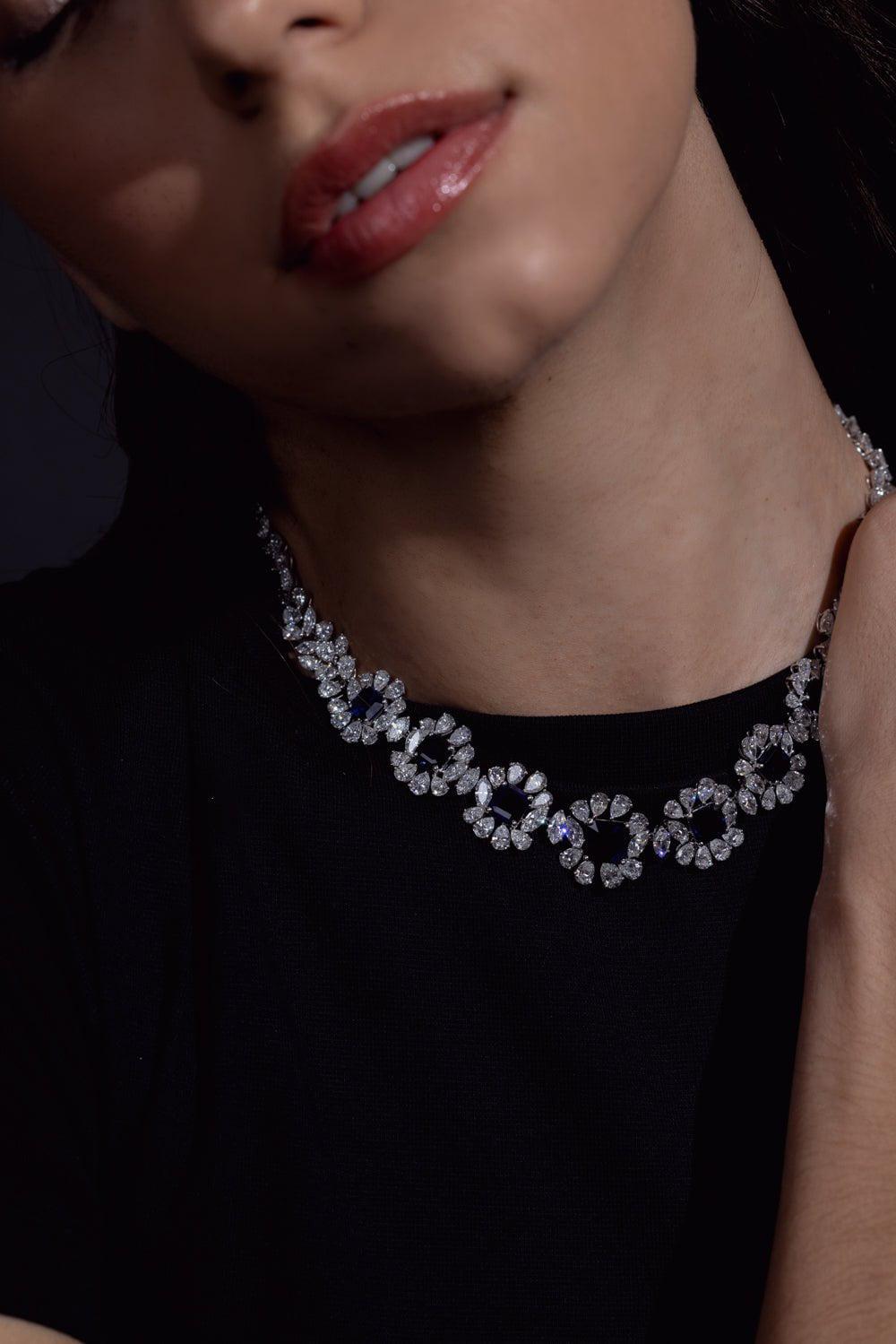 BAYCO-Sapphire Diamond Necklace-PLATINUM