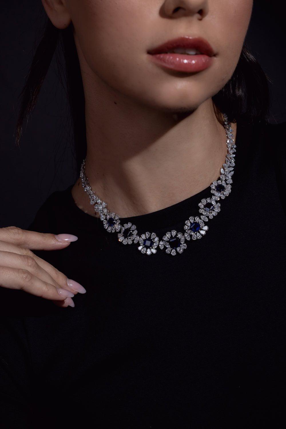 BAYCO-Sapphire Diamond Necklace-PLATINUM