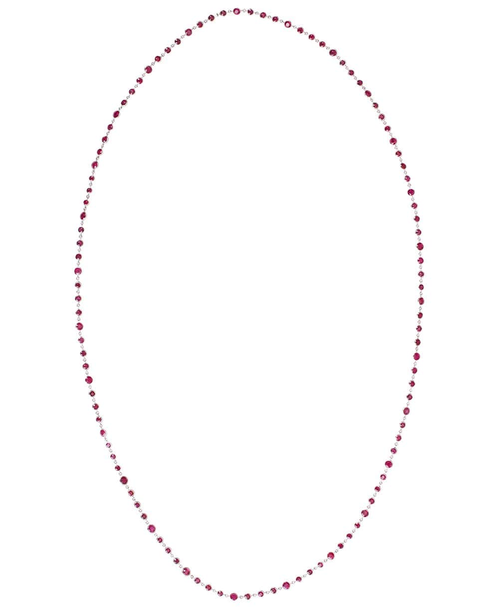 BAYCO-Burmese Rubies by the Yard Necklace-WHITE GOLD