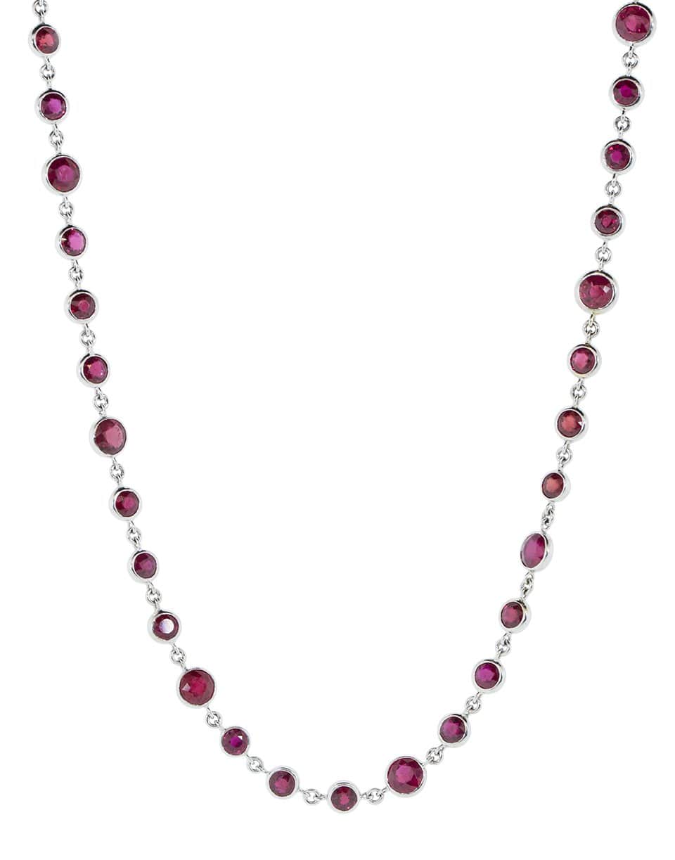 BAYCO-Burmese Rubies by the Yard Necklace-WHITE GOLD