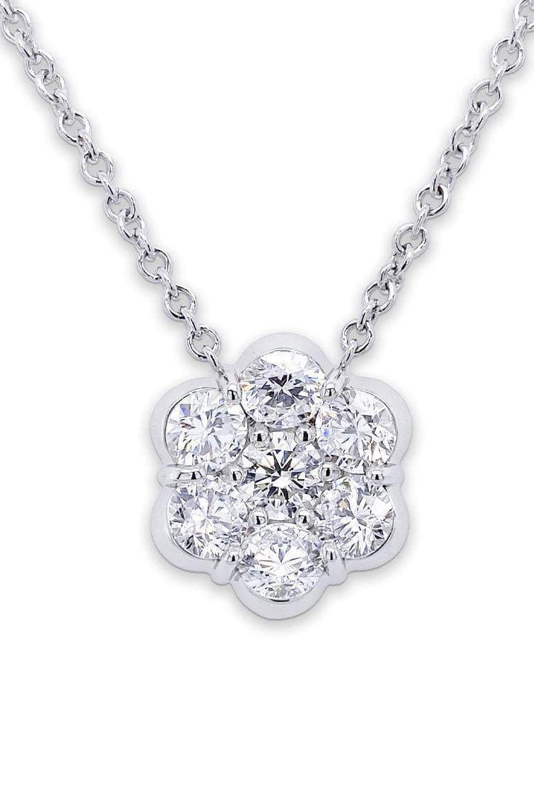 Large Diamond Flower Pendant Necklace