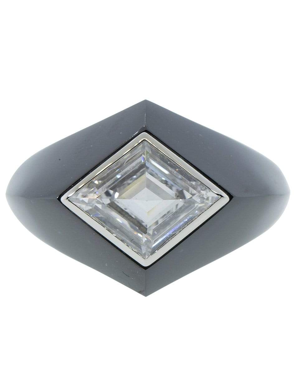 BAYCO-Lozenge Diamond and Black Ceramic Ring-BLACK